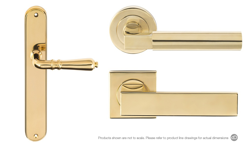 Designer Doorware door handle special finish Polished Brass Lacquered