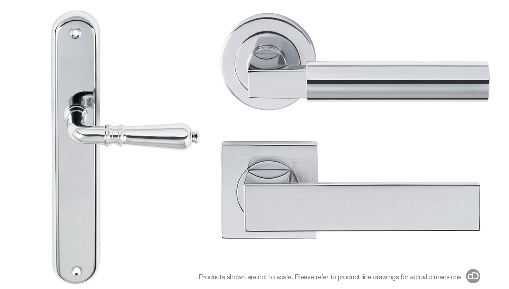 Designer Doorware door handle special finish Polished Chrome