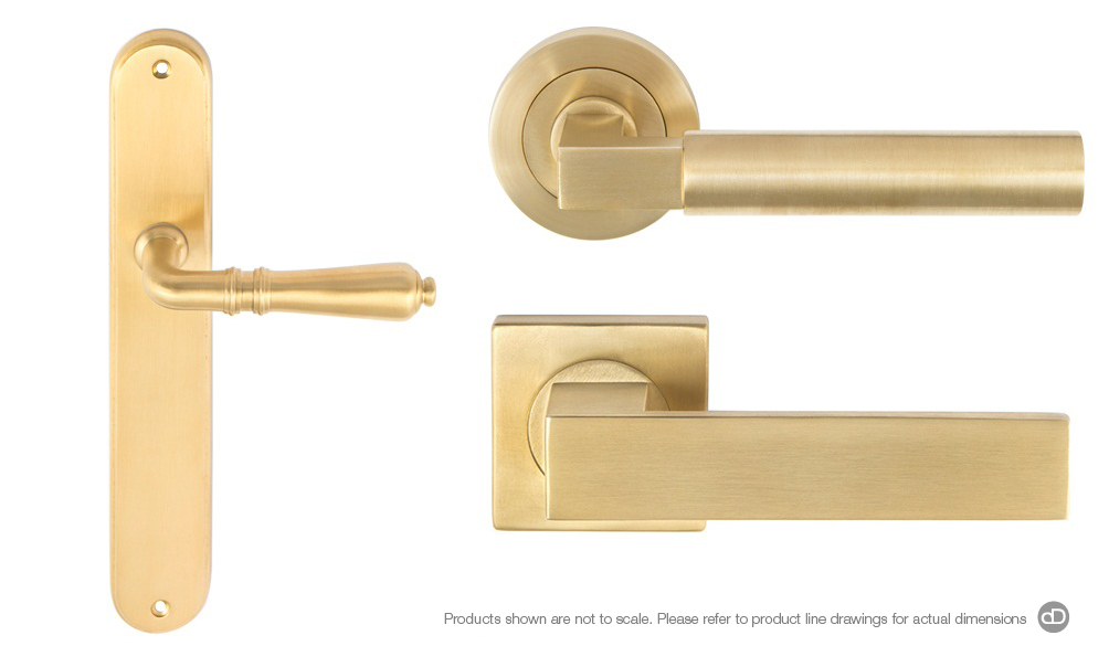 Designer Doorware door handle special finish Satin Brass Lacquered