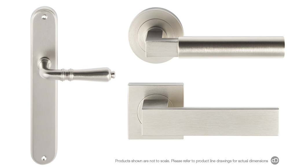 Designer Doorware door handle special finish Satin Nickel